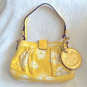 Juicy Couture Y2K terrycloth shoulder bag, yellow w/ white flowers 💛